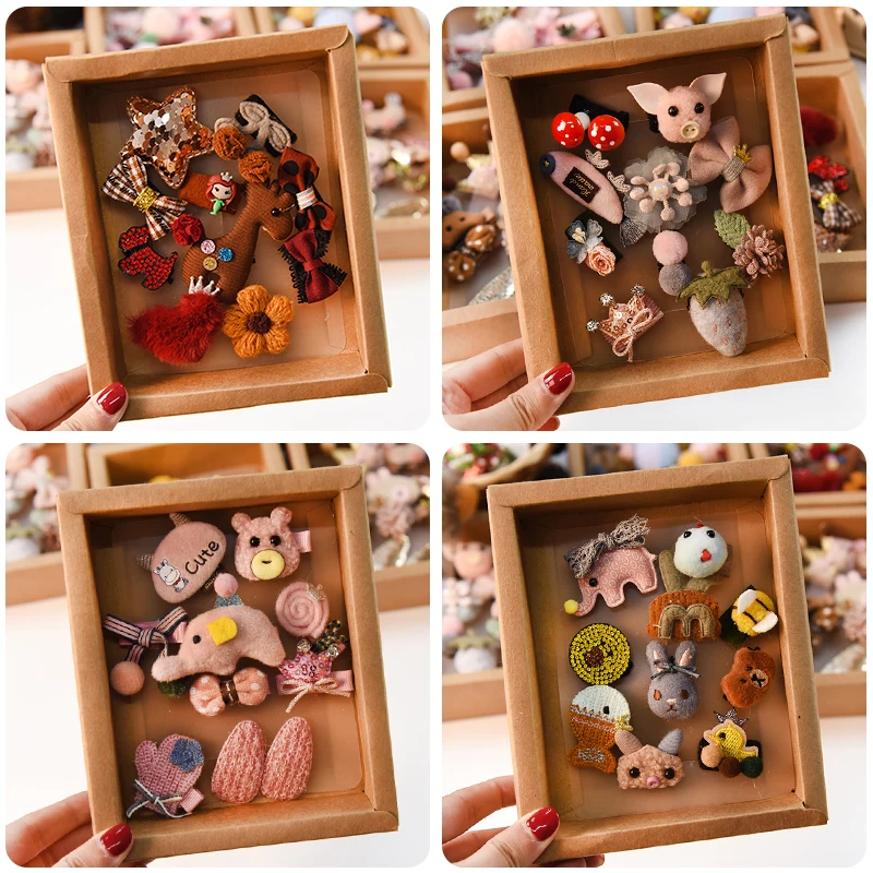 10 шт. головной убор Подарочная коробка Детские аксессуары лента бант заколки для