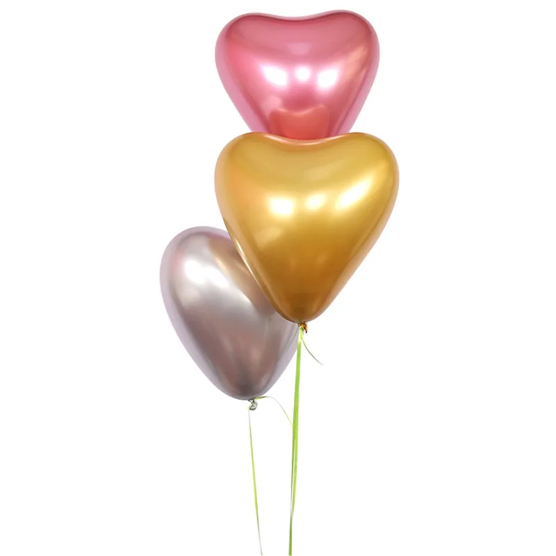 10 шт. 12 дюймов металлические шары сердце из блестящего металла жемчуг латексные