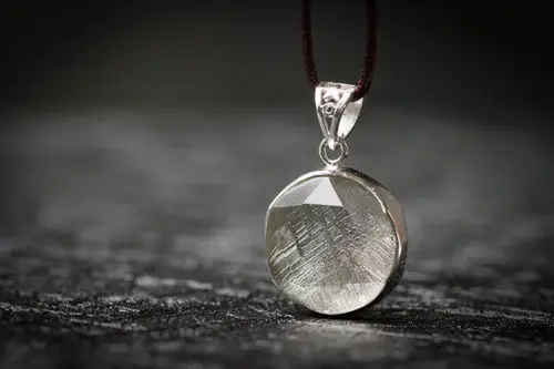 18mm Из натуральной Gibeon Железный метеорит Давид Звезда Форма Moldavite 925 пробы серебряный женщина человек кулон класс AAAAA Прямая - Цвет камня: 18mm