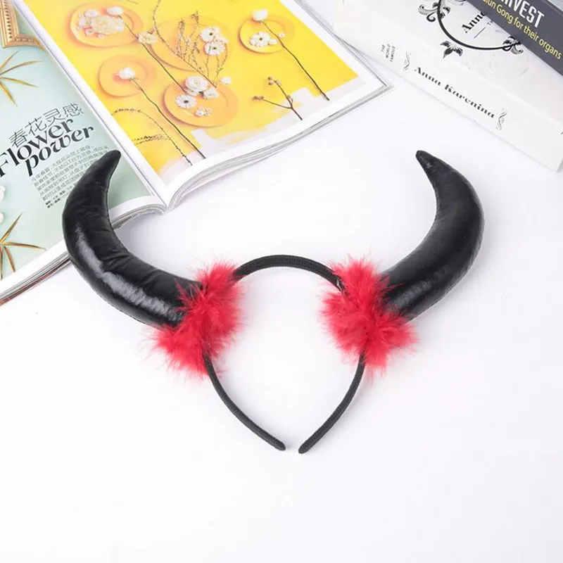 Красный Черный рожок для крупного рогатого скота повязка на голову детей и