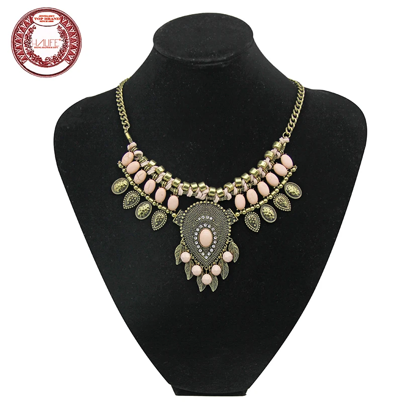 Halife марка богема стиль старинные лист шаблон себе ожерелье Форма вод падения