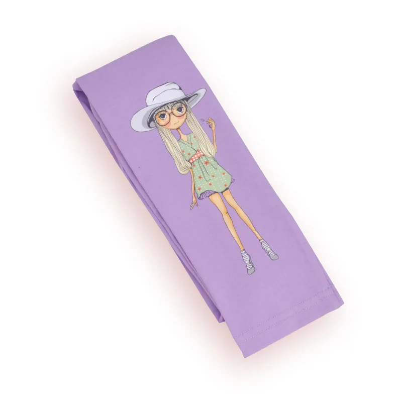 PATTERN 1 PURPLE Леггинсы для девочек штаны, эластичные Леггинсы для девочки Детские хлопковые Капри с рисунком для девочек, детские штаны с рисунком для девочек от 10 до 12 лет - Цвет: PATTERN 1 PURPLE