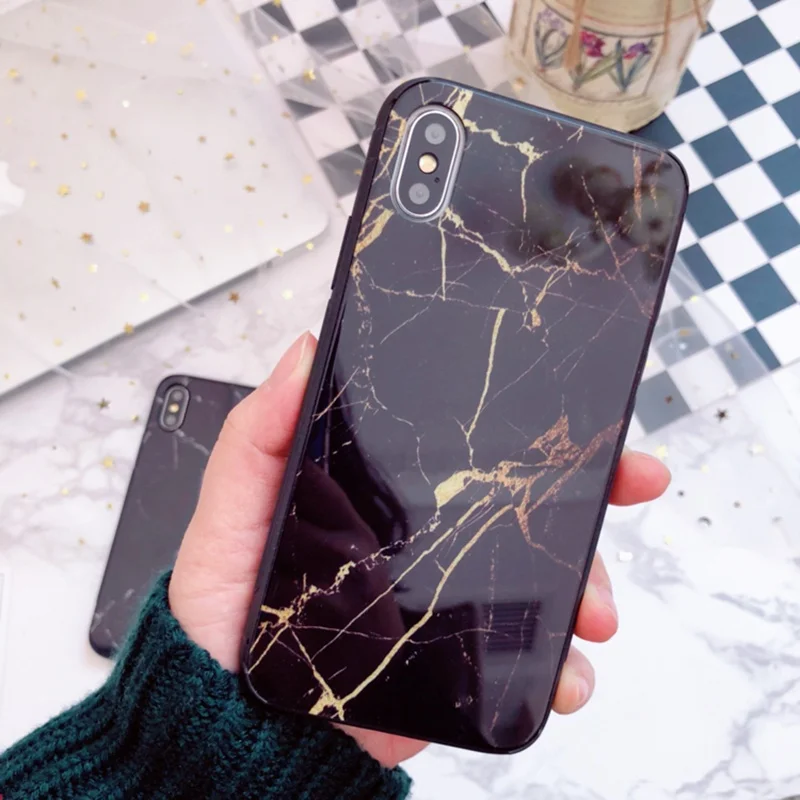 STROLLIFE Роскошный Жесткий чехол glassssy стекло задняя крышка мраморный для iPhone X 8 Plus 7 6