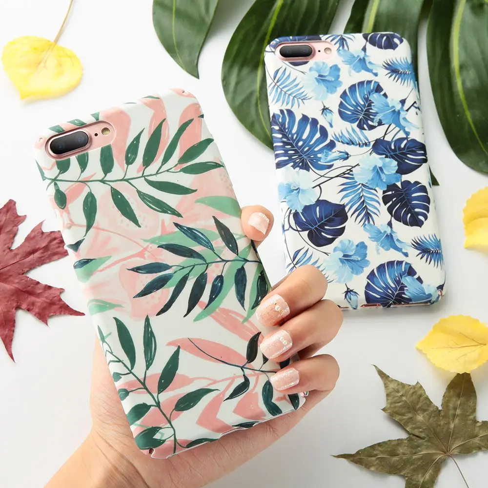 KISSCASE For Case iPhone 7 Fashion Leaf Hard PC Back Cover Plus Phone Fundas 7Plus iPhone7 Coque |