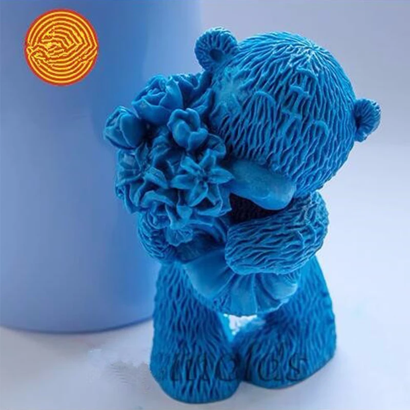 DIY 3D пресс форм Мишка с цветами форма Животные силиконовые формы для