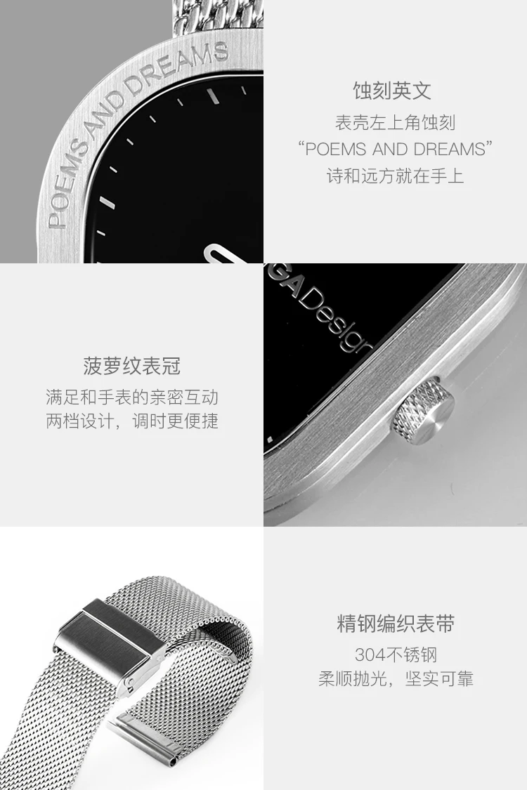 Xiaomi CIGA дизайн P серия ДИЗАЙН простые кварцевые часы квадратные часы модные мужские часы водонепроницаемые мульти-циферблат дизайн 5 указатель
