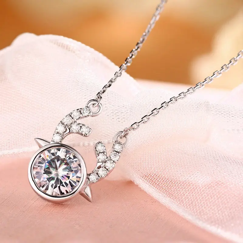 Прекрасный олень Moissanite алмазный кулон ожерелье 1CT VS G Charles Colvard драгоценный камень