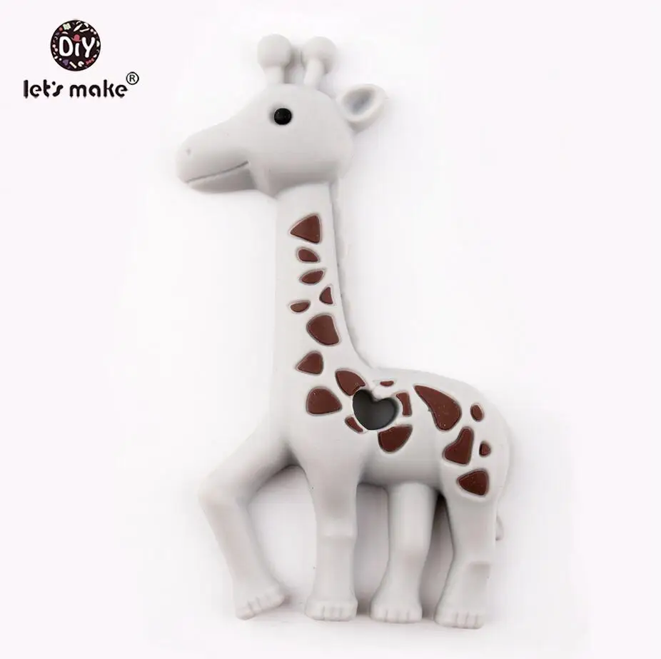 gray Let's Make Baby Teether 1 шт. силиконовый Прорезыватель в виде жирафа без бисфенола силиконовая подвеска-прорезыватель для кормления - Цвет: gray
