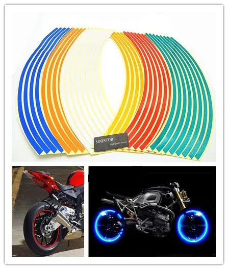 32 Strips Motorcycle Wheel Sticker Reflective Decals Rim Tape Bike Car Styling for HONDA F ST X-11 RVT1000 YAMAHA XJ6 N XJ6