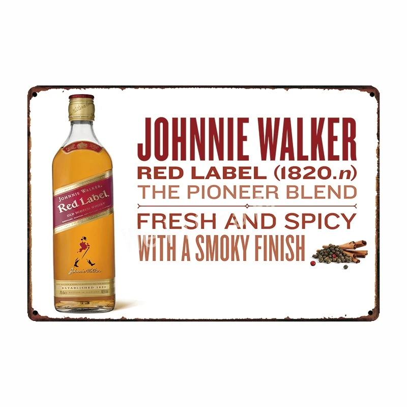 [ WellCraft ] johnnie walker whisky Metal Sign Wall Poster Sticker Party Decor for Pub bar Mural Iron Plaque Painting FG-237 - Цвет: WA 3108
