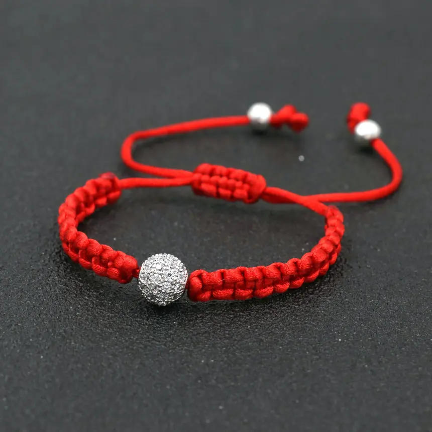 Ручной работы серебро Цвет микро CZ Хрустальный шар браслеты с брелоками для