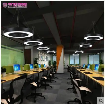 Простая светодиодная люстра современный офисный круглый светильник
