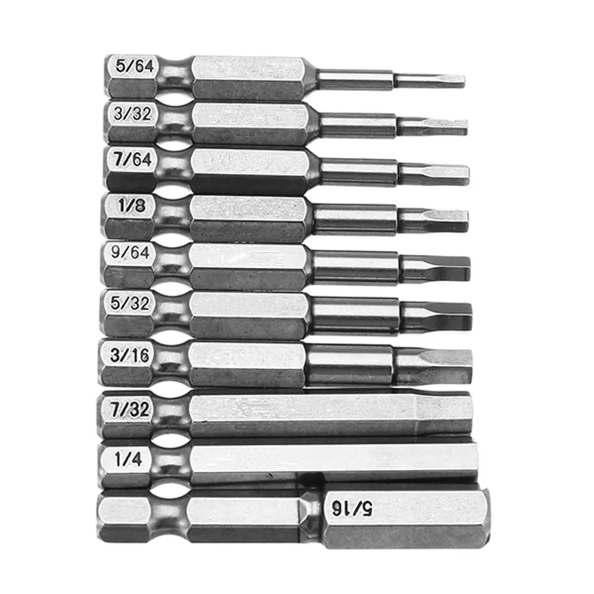 Drillpro 10 шт. SAE 5/64-5/16 дюймов Шестигранная головка отвертка бит 1/4 дюймов шестигранный хвостовик Магнитная отвертка бит Деревообрабатывающие инструменты