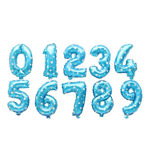 Blue Number Balloon 50 шт. 16 дюймов золото, серебро, алюминий воздушные шары из фольги в виде цифр 0-9 день рождения, свадьбы, помолвки вечерние украшения Globo Детские шары - Цвет: Blue Number Balloon