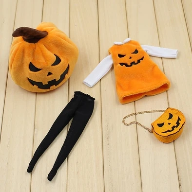 pumpkin set Комплект одежды на Хэллоуин для кукол, милый комплект одежды с привидением и тыквой для кукол blyth azone 1/6, Сумка с тыквой, Одежда для кукол - Цвет: pumpkin set