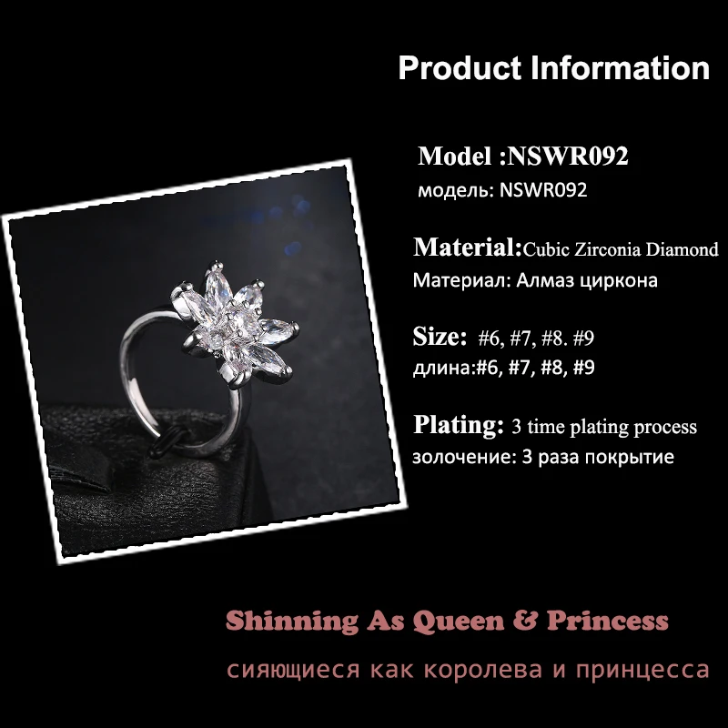 Женское кольцо с фианитом вечерние кристаллами AR092 | Украшения и аксессуары