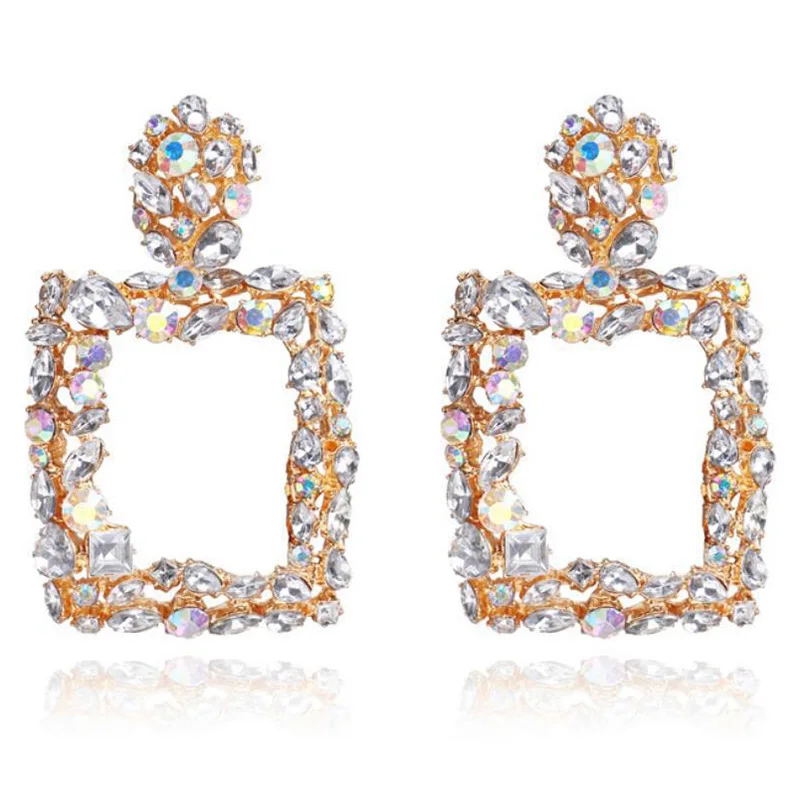 Style 05 Transparent Модная большая красочная квадратная Подвеска из кристалла серьги большие геометрические массивные богемные серьги в виде капель женские свадебные ювелирные изделия в стиле панк - Окраска металла: Style 05 Transparent