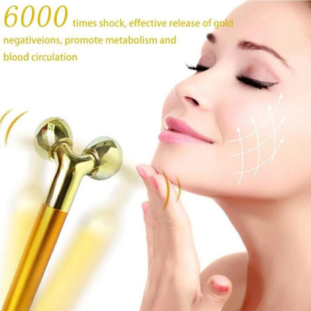 24k Golden Beauty Tool 3D роликовый Электрический ультразвуковой массажер для