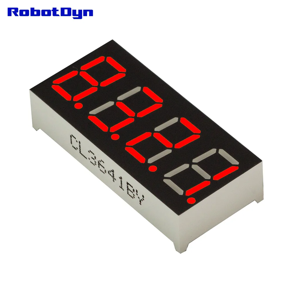 

5pcs = 4-Digit 7-segments LED Display tube, decimal, RED, disp. size 30x14mm, 0.36"