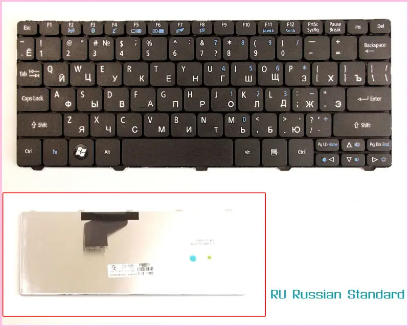 

Клавиатура для ноутбука Acer Aspire One KB.I100A.026 KBI100A026 KB.I100A.114 V111102AS2 UI RU русская версия, Черная