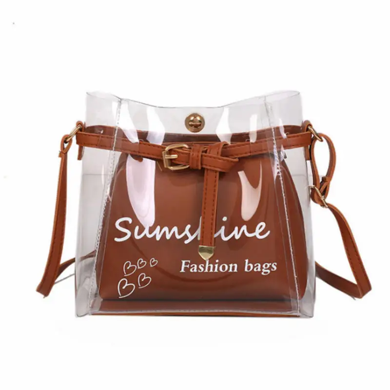 Женская прозрачная сумка из ПВХ дизайнерская маленькая сумка-тоут через плечо 2019