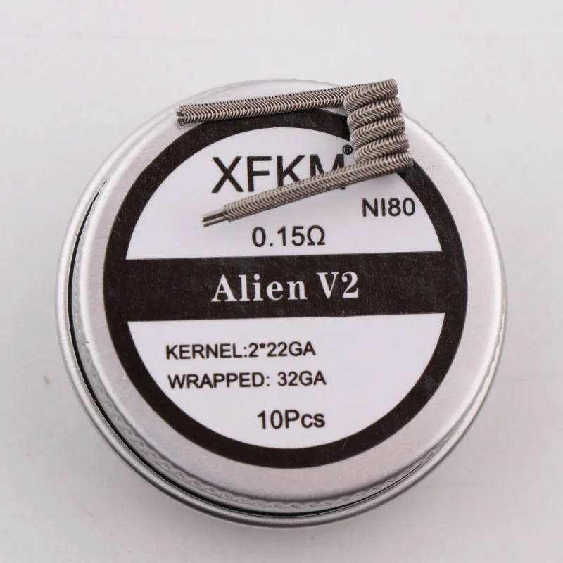 XFKM NI80 A1 SS316L нихромовая высокая плотность Alien V2 Плавленая Clapton Предварительно Построенная нагревательная катушка электронная Сигарета RDA RTA RDTA катушка