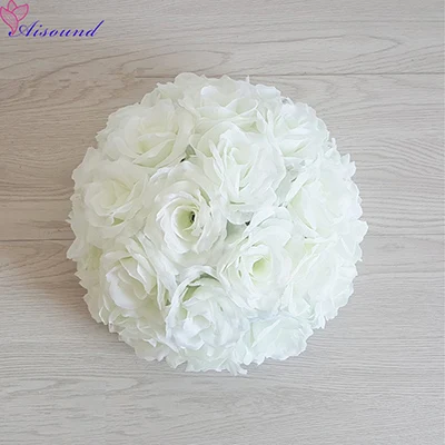 Color 6 milk white 1 шт. подвесной Декор цветок шар центральный Шелковая Роза украшение для свадьбы целующиеся шары Pomanders свадебный декоративный шар композиция - Цвет: Color 6 milk white