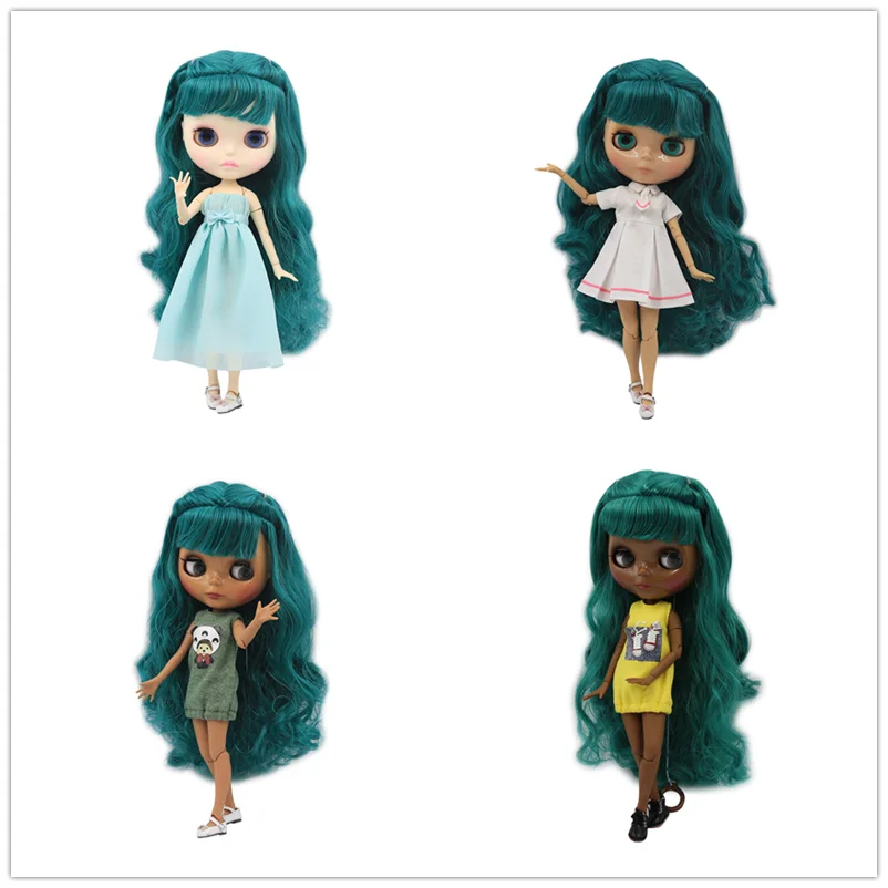 Кукла Blyth без одежды 30 см Симпатичные зеленые вьющиеся волосы четыре цвета кожи 1/6