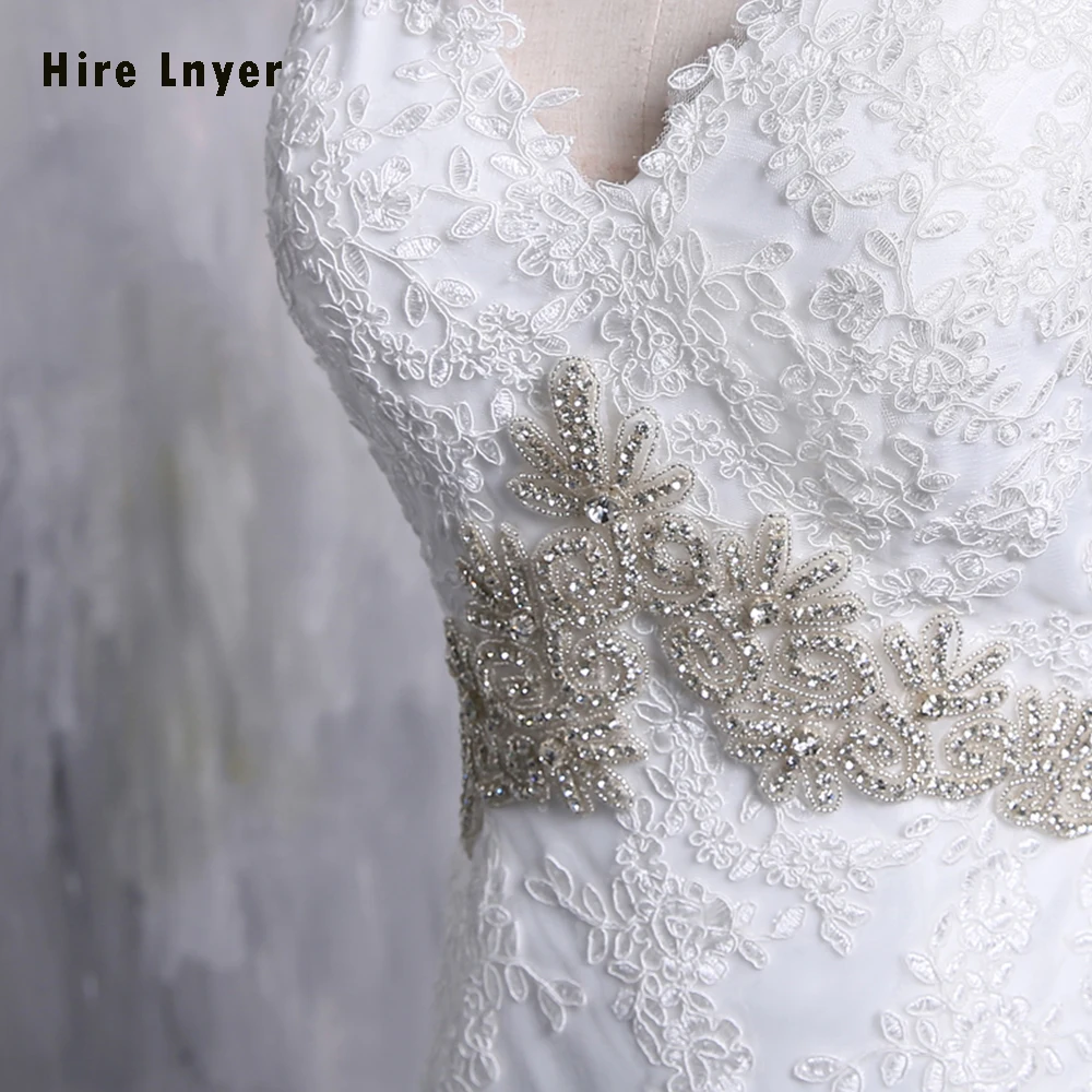 Hire Lnyer Новое поступление Vestido De Noiva аппликация с бисером на талии съемный шлейф