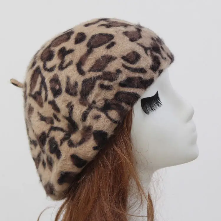MAERSHEI Beanie берет Леопардовый Теплый зимний осенний берет Женская дикая Сексуальная шапка Gorros Bonnet для девочек красная кроличья шерсть шляпа художника Fe