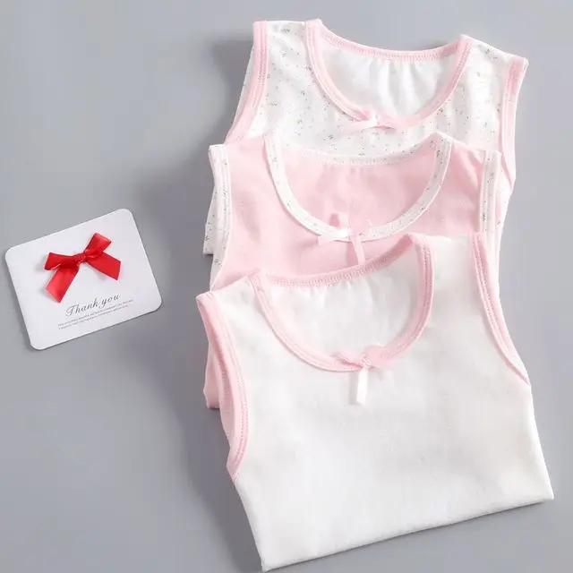 3 colors vest Девочки майки хлопок o-образным вырезом слинг базовый цвет дна цветок мягкий обтяжку Девушки эксцентричная одежда рубашка - Цвет: 3 colors vest
