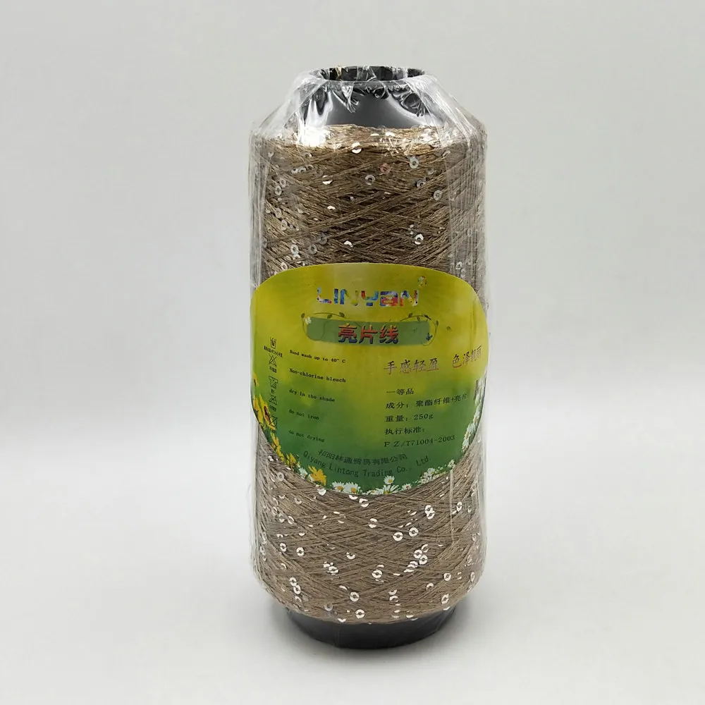 dark khaki silver 250 г* 1 шт., шелковая пряжа для вязания с блестками, нить для ручного вязания, нить для вязания крючком, швейная проводка ZL4132 - Цвет: dark khaki silver