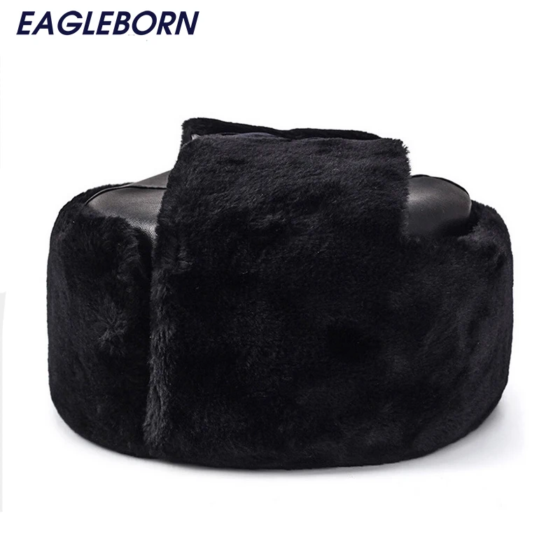 2021 теплые шапки бомберы для мужчин искусственная кожа с ушками eaderly папа