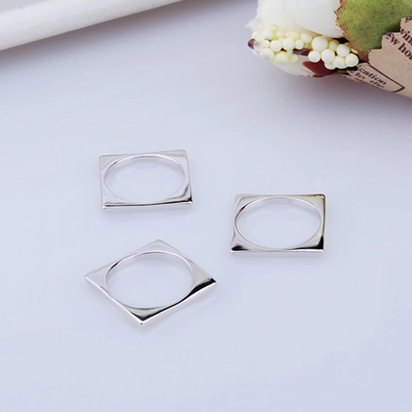 Kinitial 1 Шт. joyas de plata 925 Геометрические Квадратной Формы Кольца Ювелирные Изделия