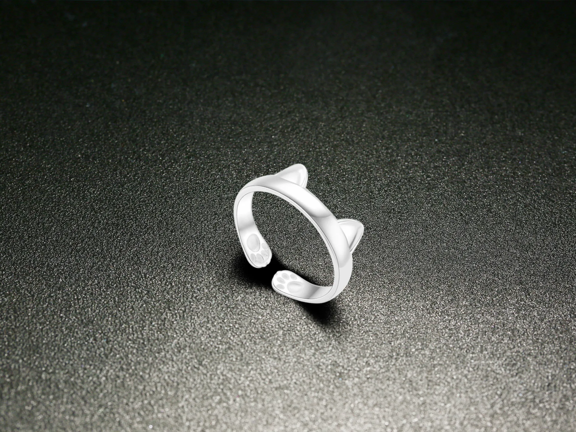 Женское посеребренное кольцо с кошачьими ушками регулируемый Вечерние|cat ring|designer