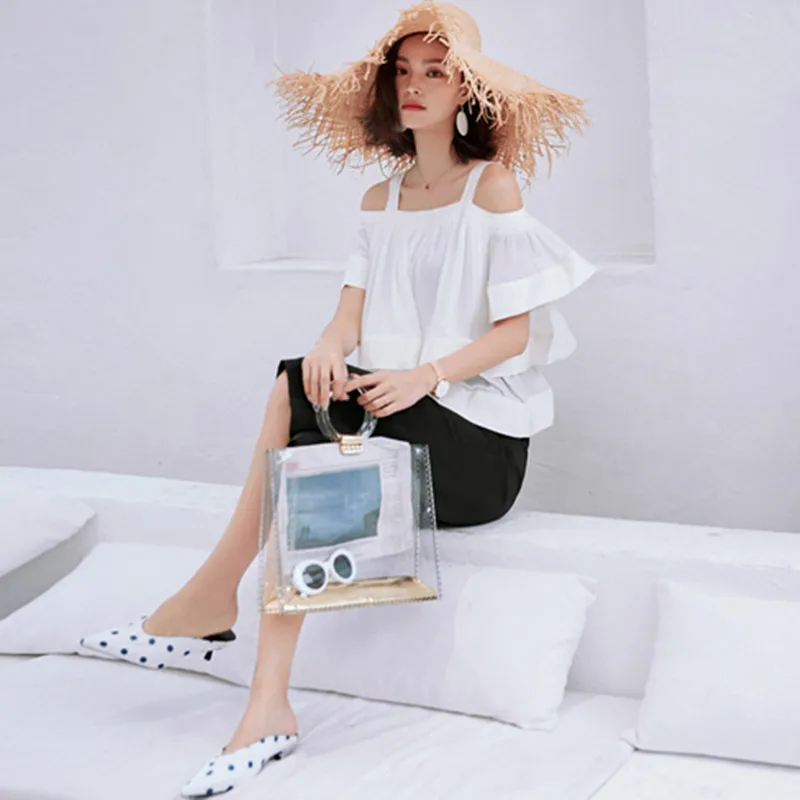 Женская плиссированная блузка Lazy Oaf белая шифоновая с широкими бретелями