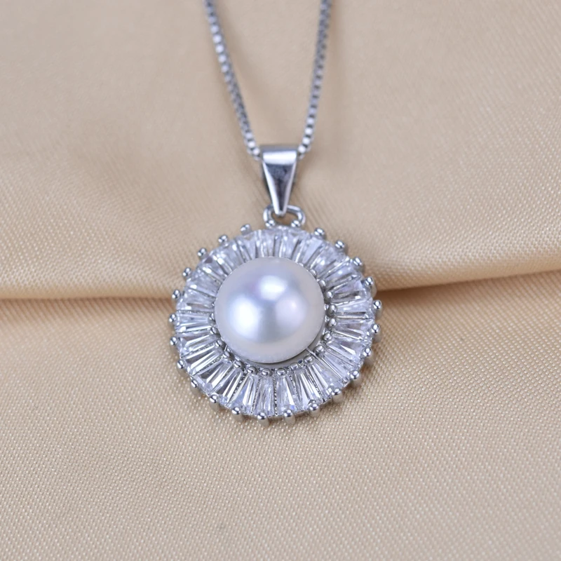 SHDIYAYUN 2019 Pearl Necklace 925 Sterling Silver Jewelry Round Natural Freshwater Pendants Gift Diamond Necklaces Women | Украшения и