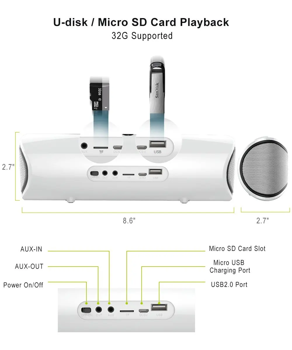 Zealot S2 Bluetooth динамик портативный беспроводной музыкальный центр колонка Поддержка TF карта флэш-накопитель FM Радио стерео для mi смартфон