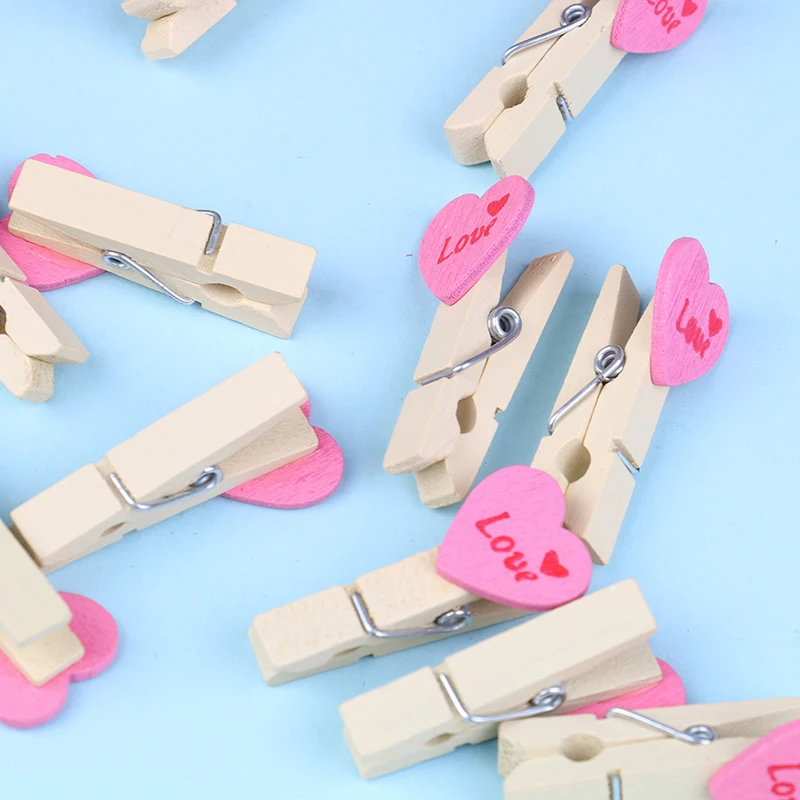

12pcs 3.5*2cm Colored Mini Love Heart Wooden home Supplies Craft Memo Clips DIY Clothes Paper Photo Peg Decoration