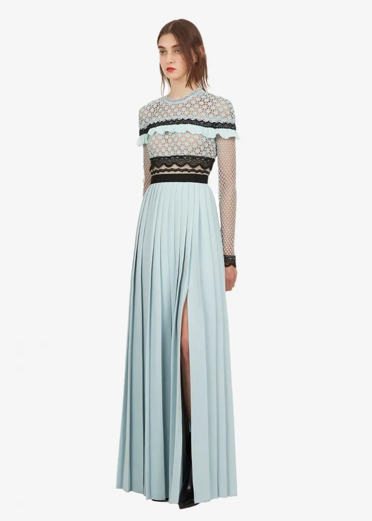 New Autumn Long Dress Elegant Celebrity Fashion Evening Party Sleeve Lace Sexy Women Dresses Женская одежда