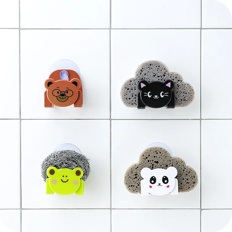 Sale Cartoon Animal Cat Bear Frog Wall Mounted Bath Storage Box Soap Bar Holder Kitchen Tools Sponge Drain Shelf Bag F2428 | Дом и сад
