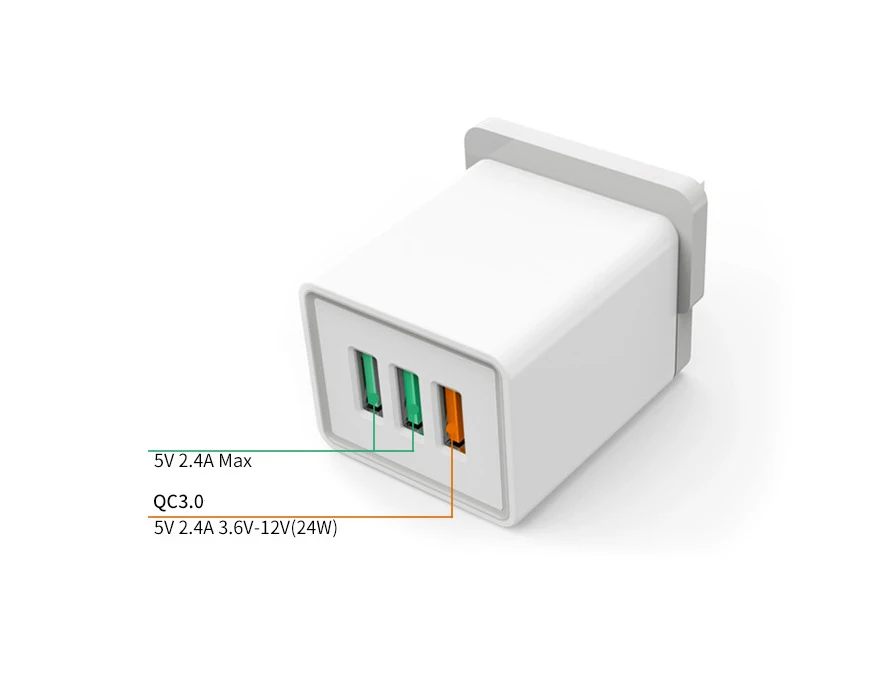 Сетевое зарядное устройство LVSUN QC3.0 с 3 USB портами 5 В 2 4 А|Зарядные устройства| |