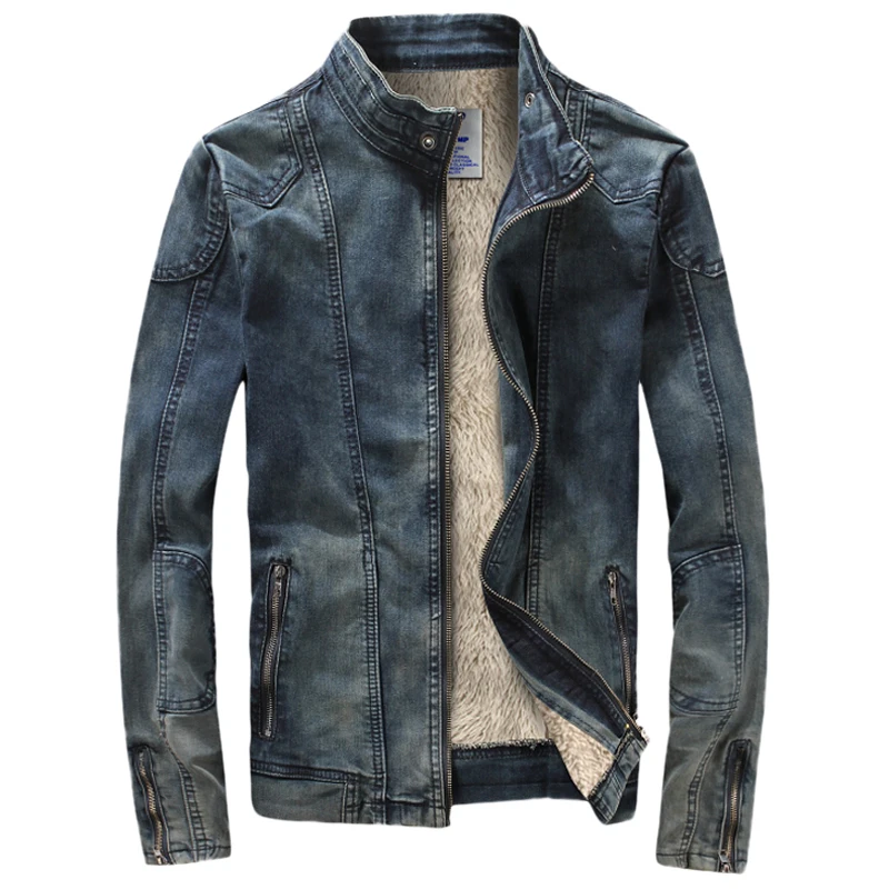 

England Style Men's Cotton Denim Jackets Brand Designer Fashion Man Jean Jacket Coats Slim Fit Winter Warm Velvet Jackets C1429