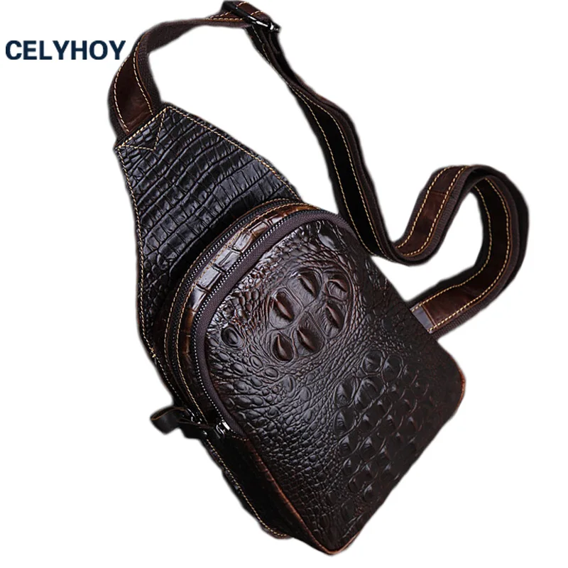 Роскошные Старинные моды Натуральная Кожа Мужчины Грудь Пакет Кроссбоди Плеча