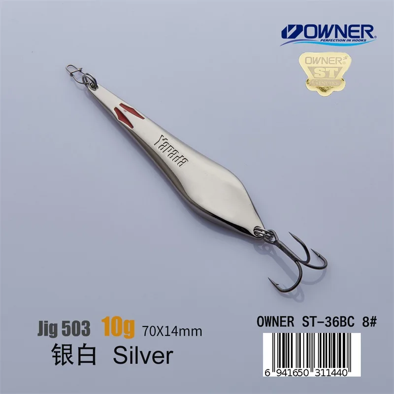 Silver 10g YAPADA Jigging 503 Demon Fox 10 г/15 г владелец тройной крючок 70-80 мм перо Многоцветный Металлический цинковый сплав рыболовные приманки для окуня - Цвет: Silver 10g