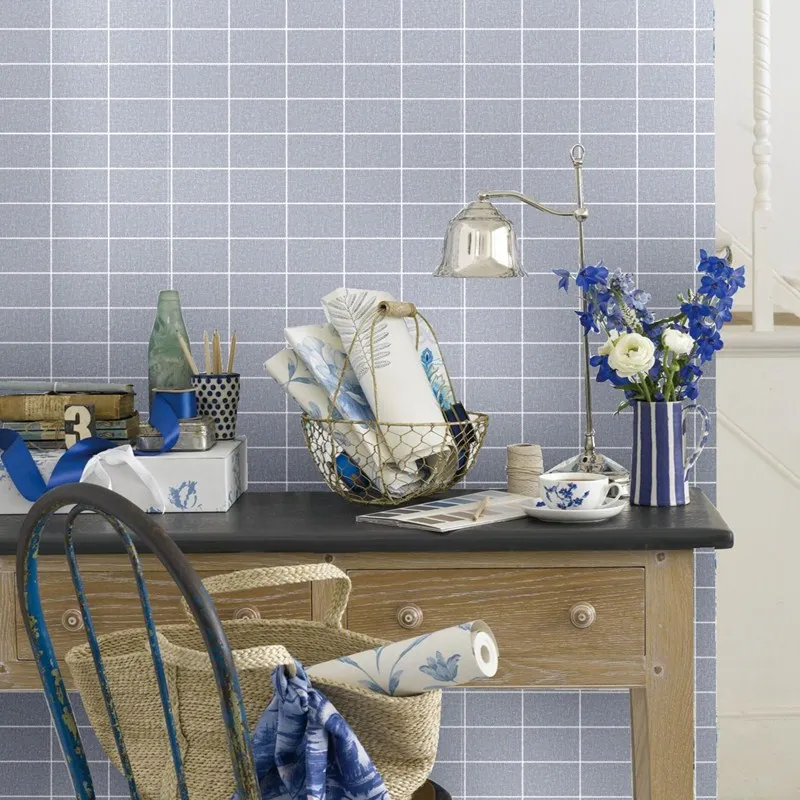 Настенная бумага в клетку скандинавском стиле нетканые геометрические обои для