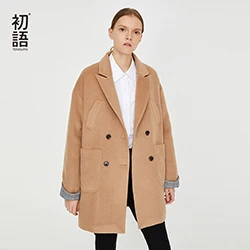 Toyouth шерстяные Для женщин пальто теплые длинные Повседневное пальто классический полушерстяные куртки Женский Уличная Осень пальто - Цвет: Khaki