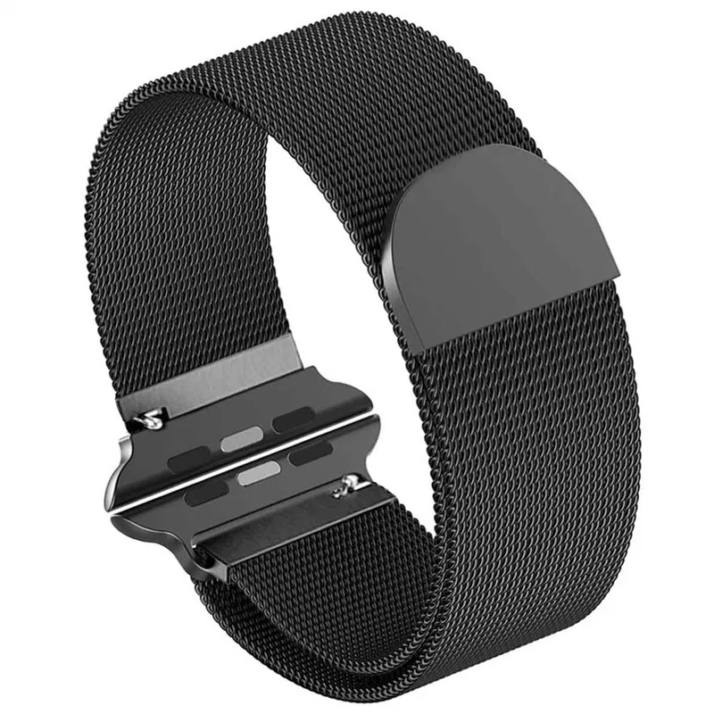 black Миланский Браслет ремешок для Apple Watch ремешок 44 мм 40 мм 42 мм 38 мм сменный ремешок из нержавеющей стали для iWatch Band 4 3 2 1 - Цвет ремешка: black