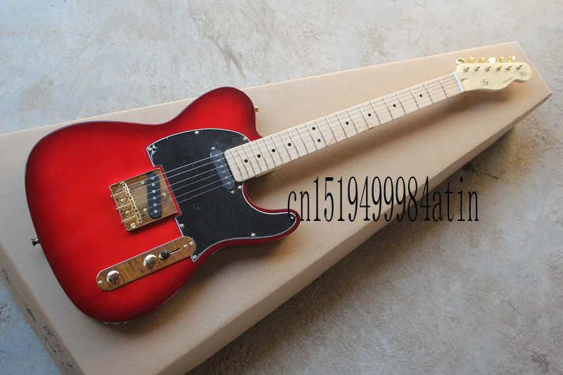 Бесплатная доставка Новый telecaster модели TELE Электрогитара бордовый золото