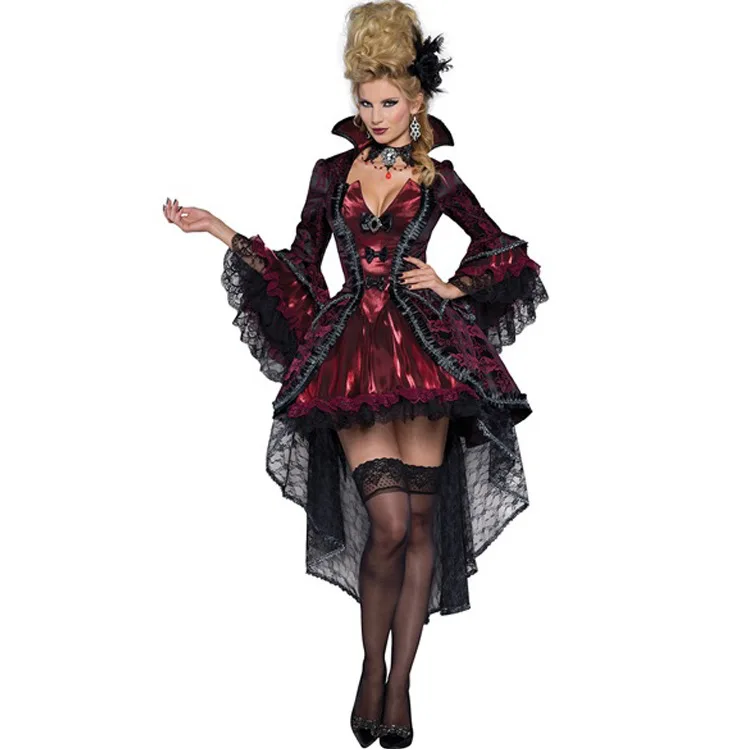 Adult Deluxe Sexy Vampire Queen Witch Costume Halloween Carnival Party Court Queen Earl Vampire Costume Fancy Dress